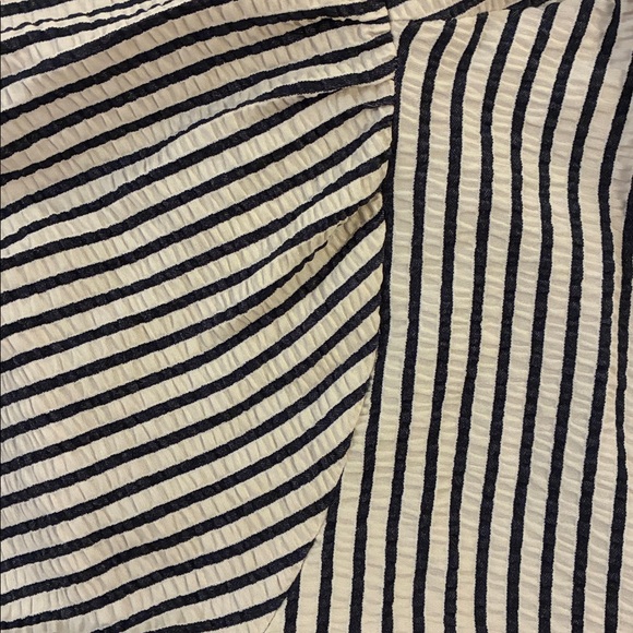 Zara Blue and Cream Striped Blouse - Picture 3 of 6